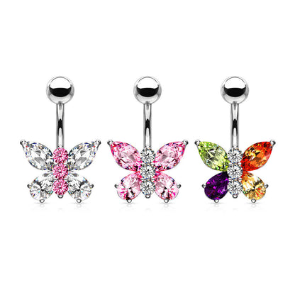 Piercing ombligo Mariposa Circonita Plata