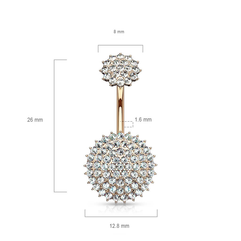 Piercing Ombelico Sfera di zirconi Filettatura Interna