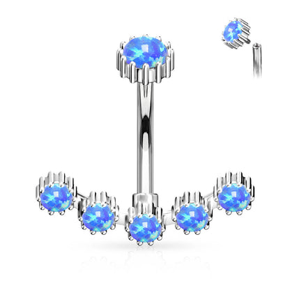 Belly Button Piercing Opal Silver Internally Threaded