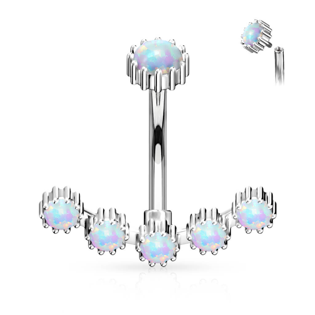 Bauchnabelpiercing Opal Silber Innengewinde