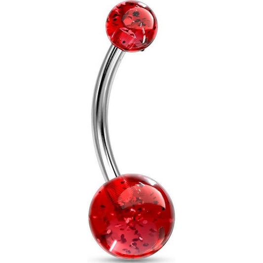 Piercing Ombelico Sfera glitterata in acrilico