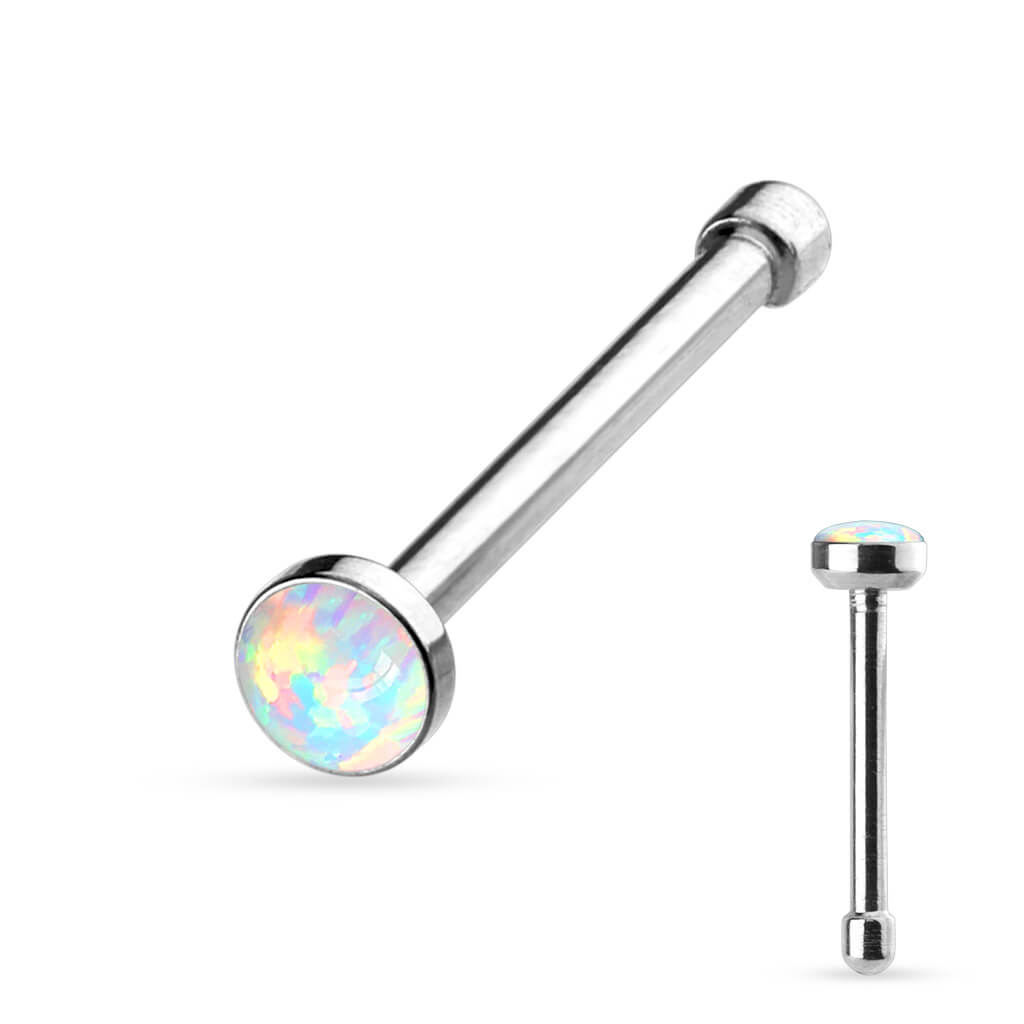 Nose Stud Opal Round Flat