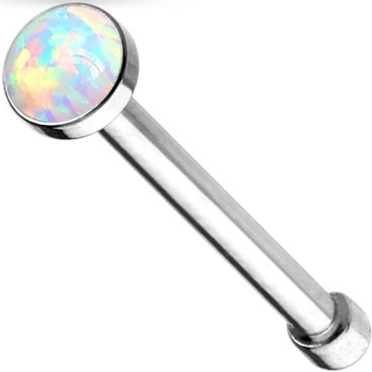 Nose Stud Opal Round Flat