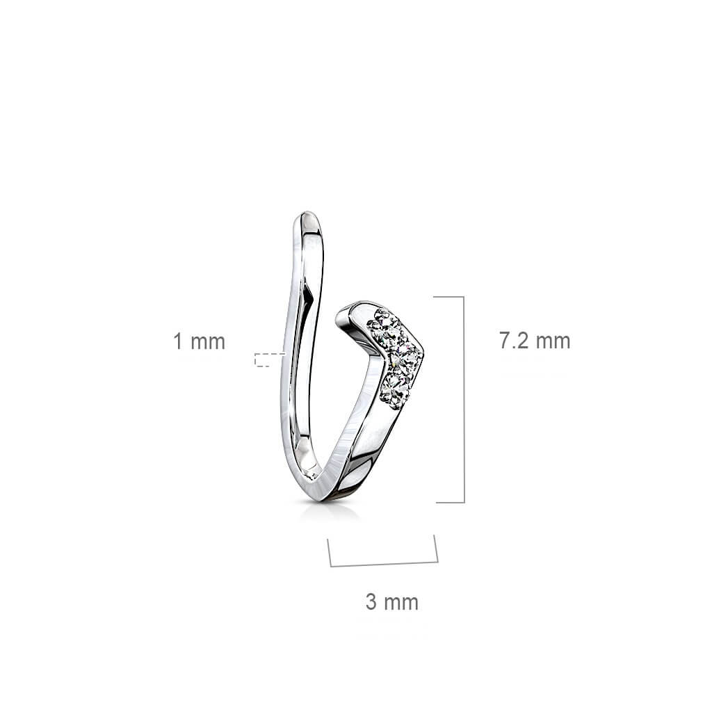 Fake Nose Piercing Line Zirconia Silver Bendable