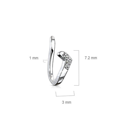 Fake Nose Piercing Line Zirconia Silver Bendable