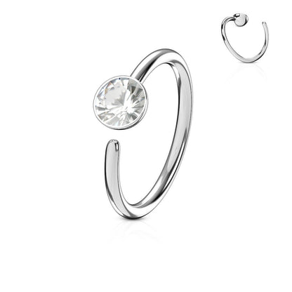 Anello Piercing Zircone con argento Pieghevole