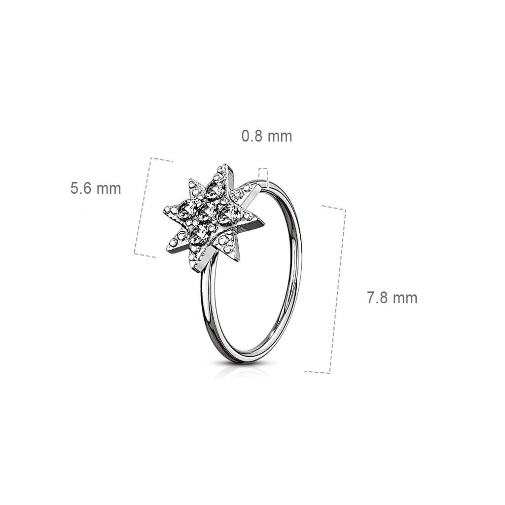 Anello Piercing Stella di zirconi Pieghevole