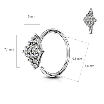 Anello Piercing Zirconi e argento a forma di diamante Pieghevole