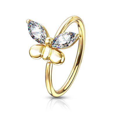 Ring Butterfly Zirconia Gold Bendable