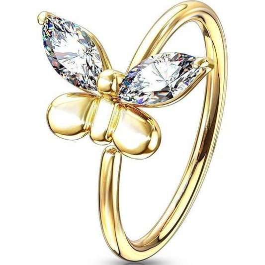 Ring Schmetterling Zirkonia Gold Biegbar