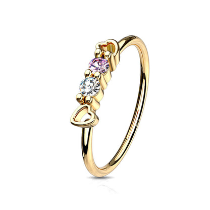 Anillo Circonita Corazones Flexible