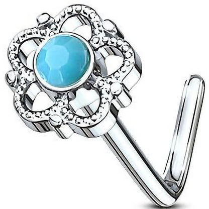 Nez En Forme de L Fleur Turquoise