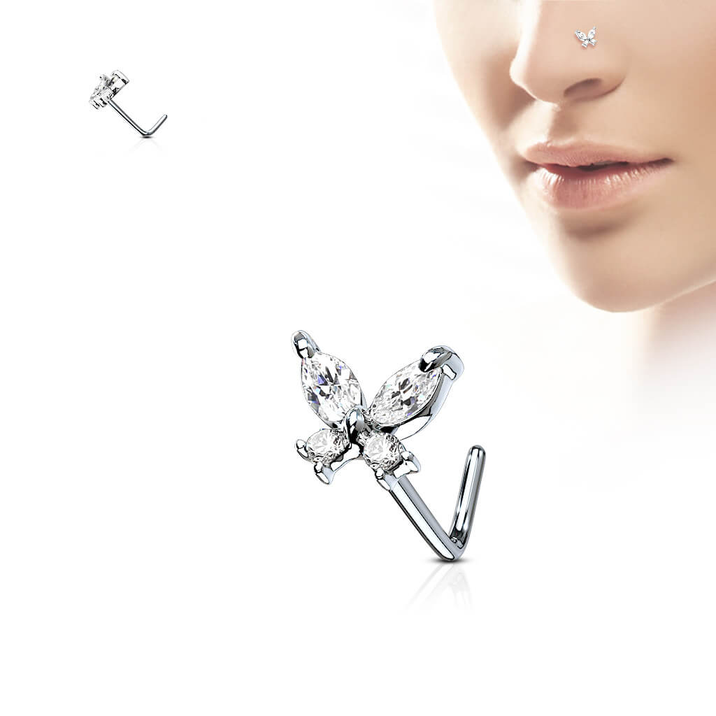 Nez En Forme de L Papillon Zircone