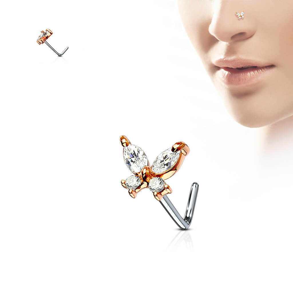 Nose L-Shape Butterfly Zirconia