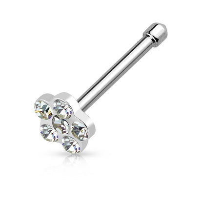 Stud Nasale Fiore di zirconi e argento