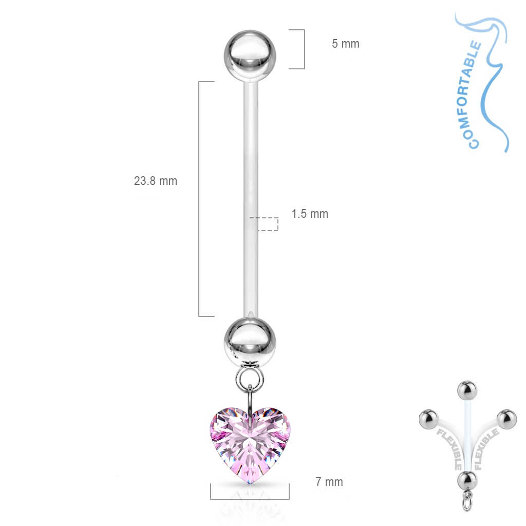 Piercing Nombril Pendentif Zircone Cœur