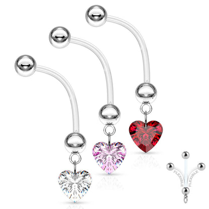 Piercing Nombril Pendentif Zircone Cœur