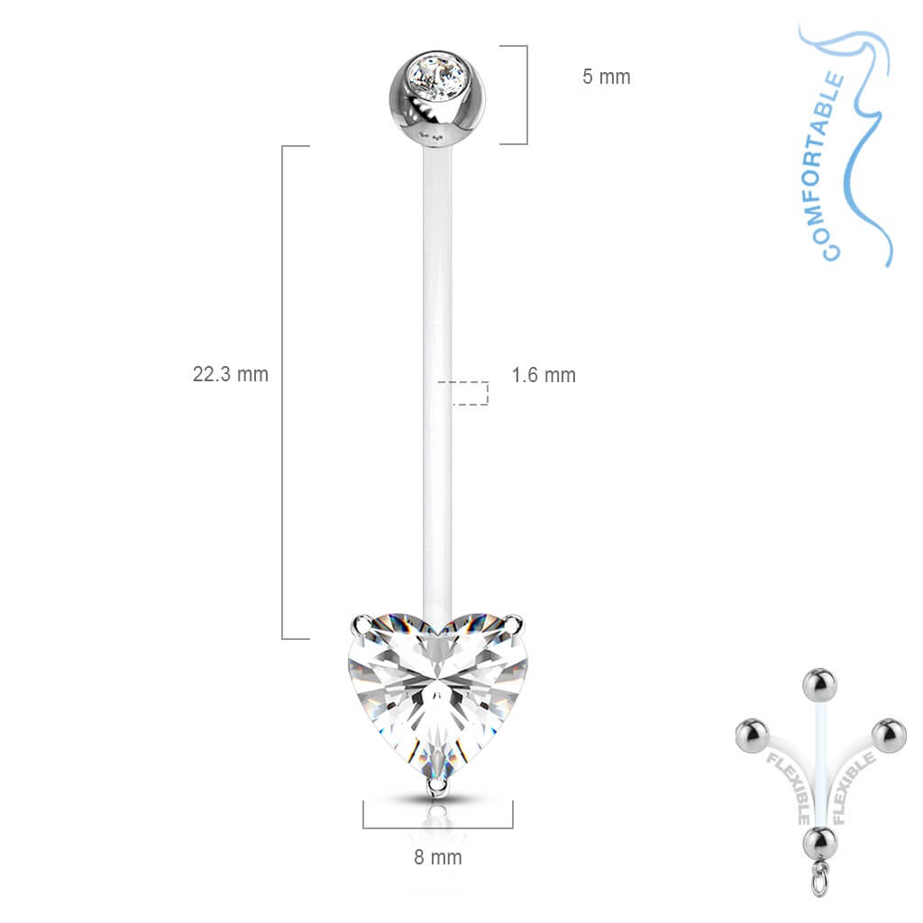 Piercing Ombelico Zircone cuore