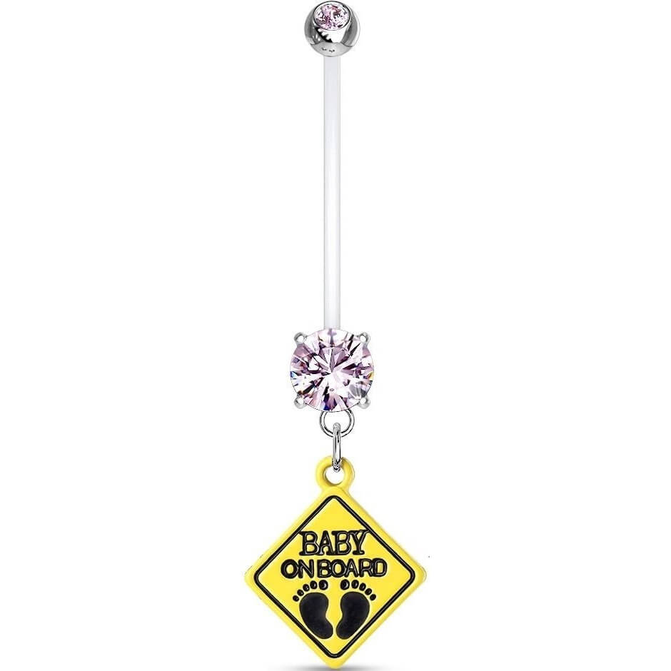 Belly Button Piercing BABY ON BORD dangle Zirconia