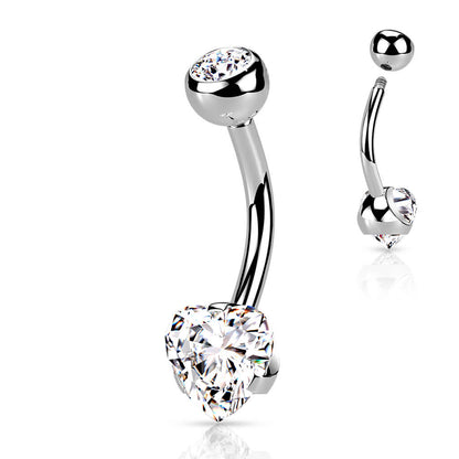 Belly Button Piercing Heart Zirconia