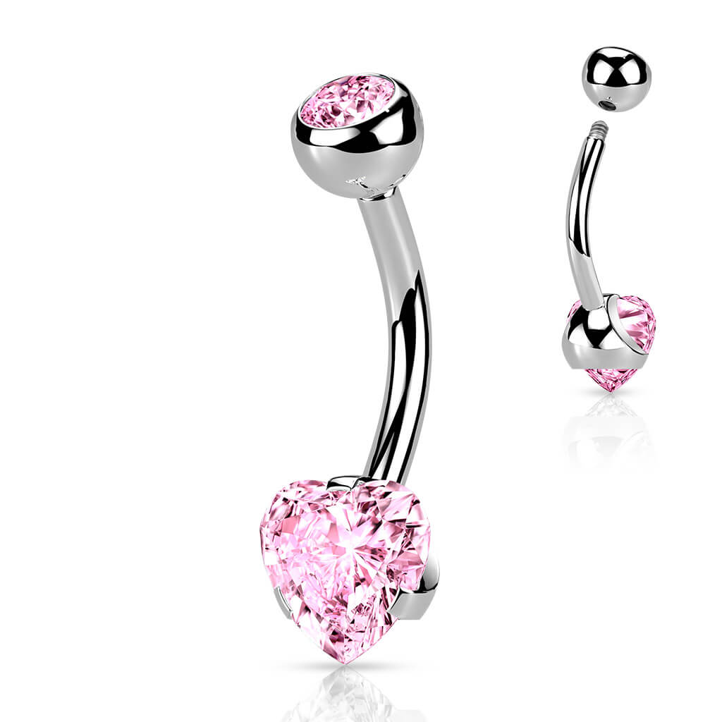 Belly Button Piercing Heart Zirconia