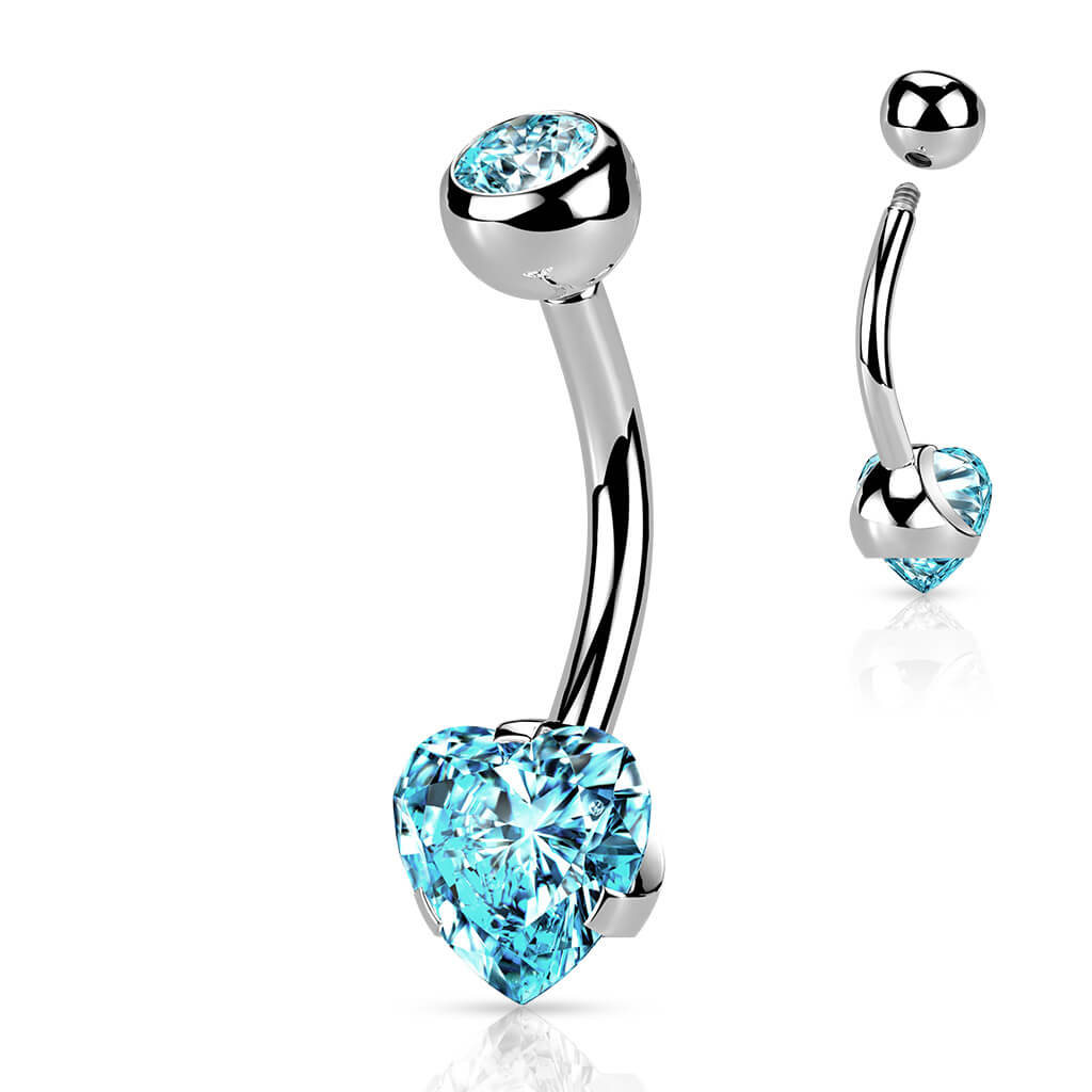 Belly Button Piercing Heart Zirconia