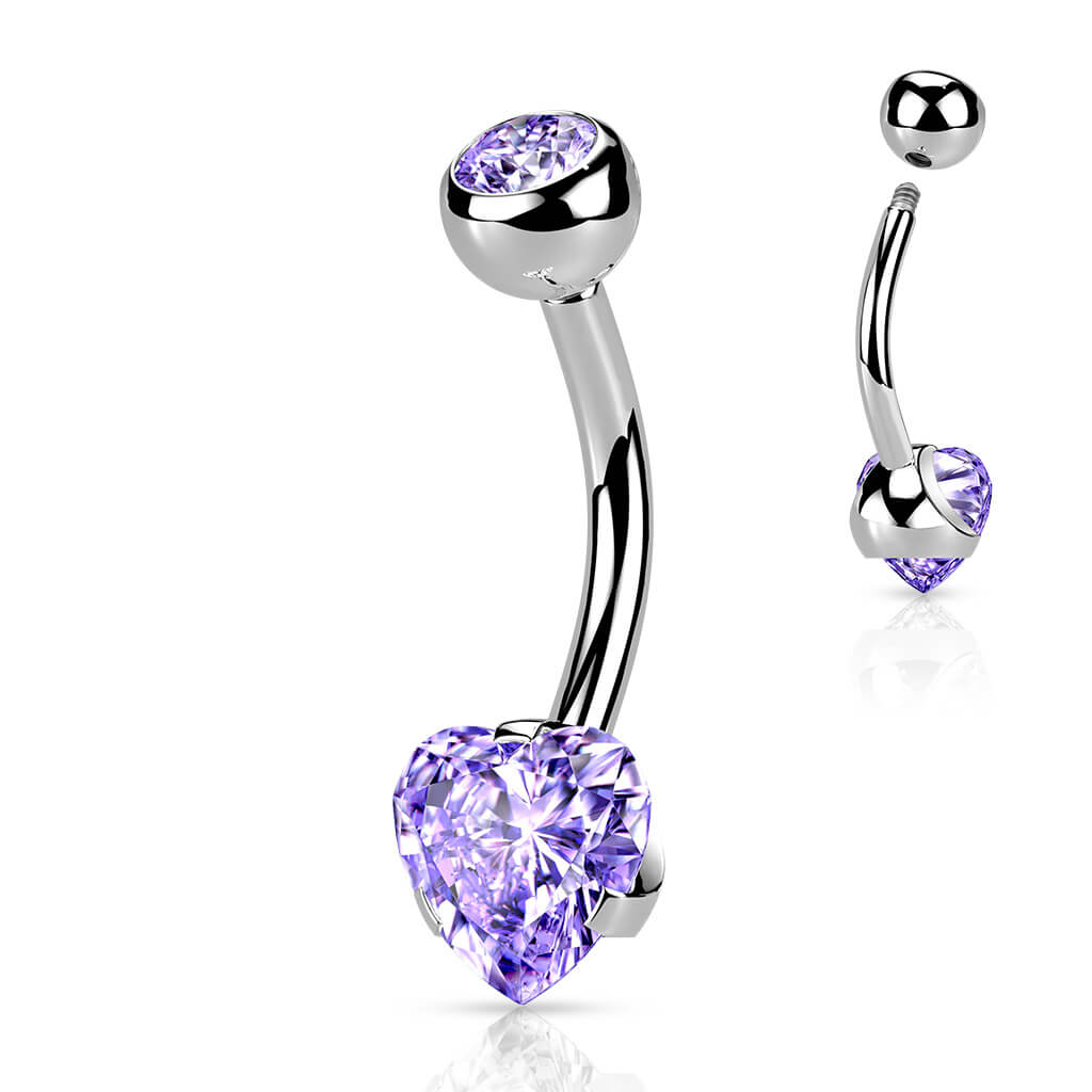 Belly Button Piercing Heart Zirconia