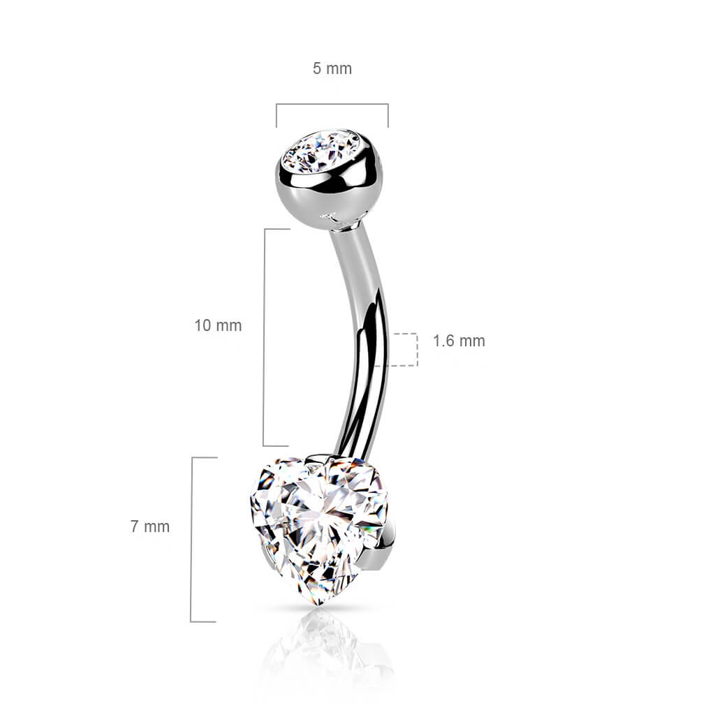 Belly Button Piercing Heart Zirconia