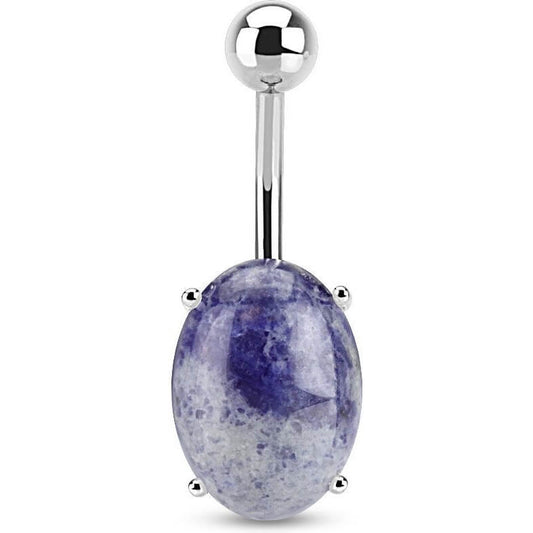 Piercing Ombelico Pietra semipreziosa ovale di sodalite