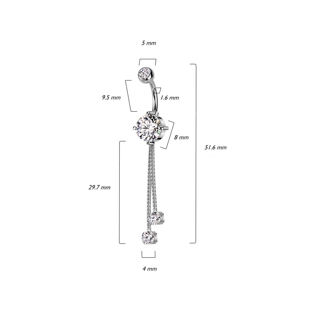 Bauchnabelpiercing Ketten beweglich Zirkonia