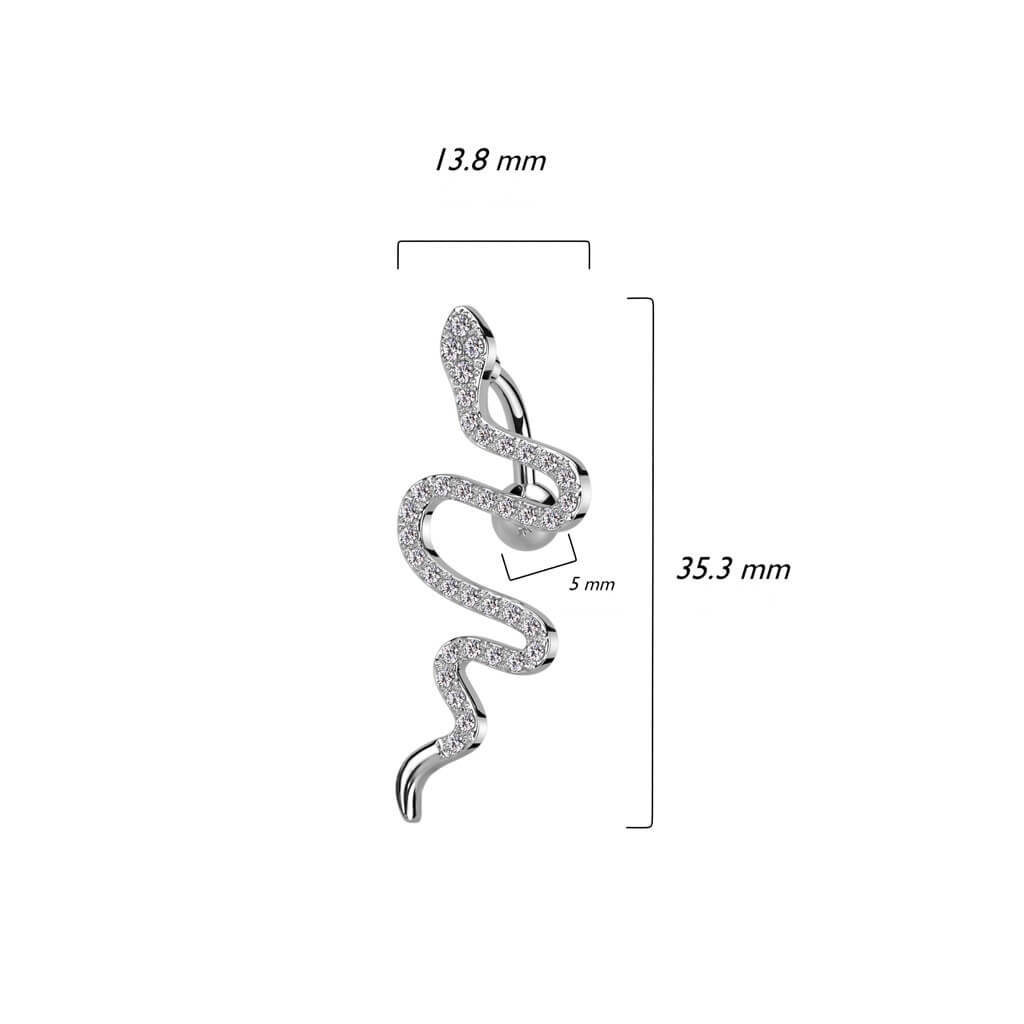 Bauchnabelpiercing Top Down Schlange Zirkonia