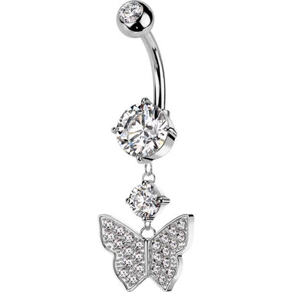 Piercing Nombril Pendentif Papillon Zircone