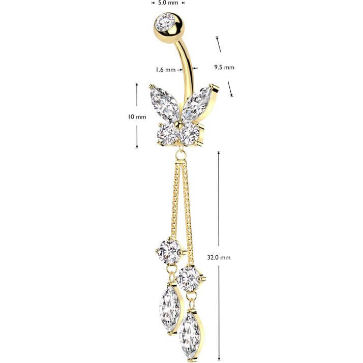 Bauchnabelpiercing Schmetterling Anhänger Zirkonia