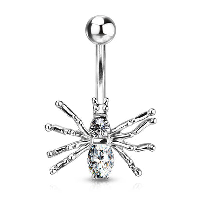 Belly Button Piercing Spider Silver