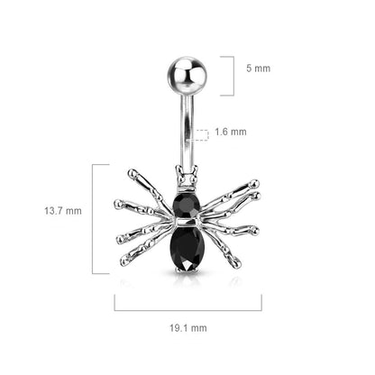 Bauchnabelpiercing Spinne Silber