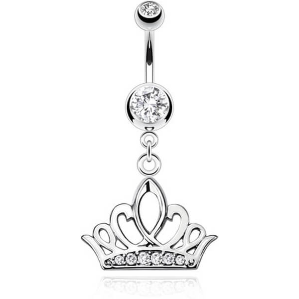 Piercing Nombril Pendentif Couronne Zircone