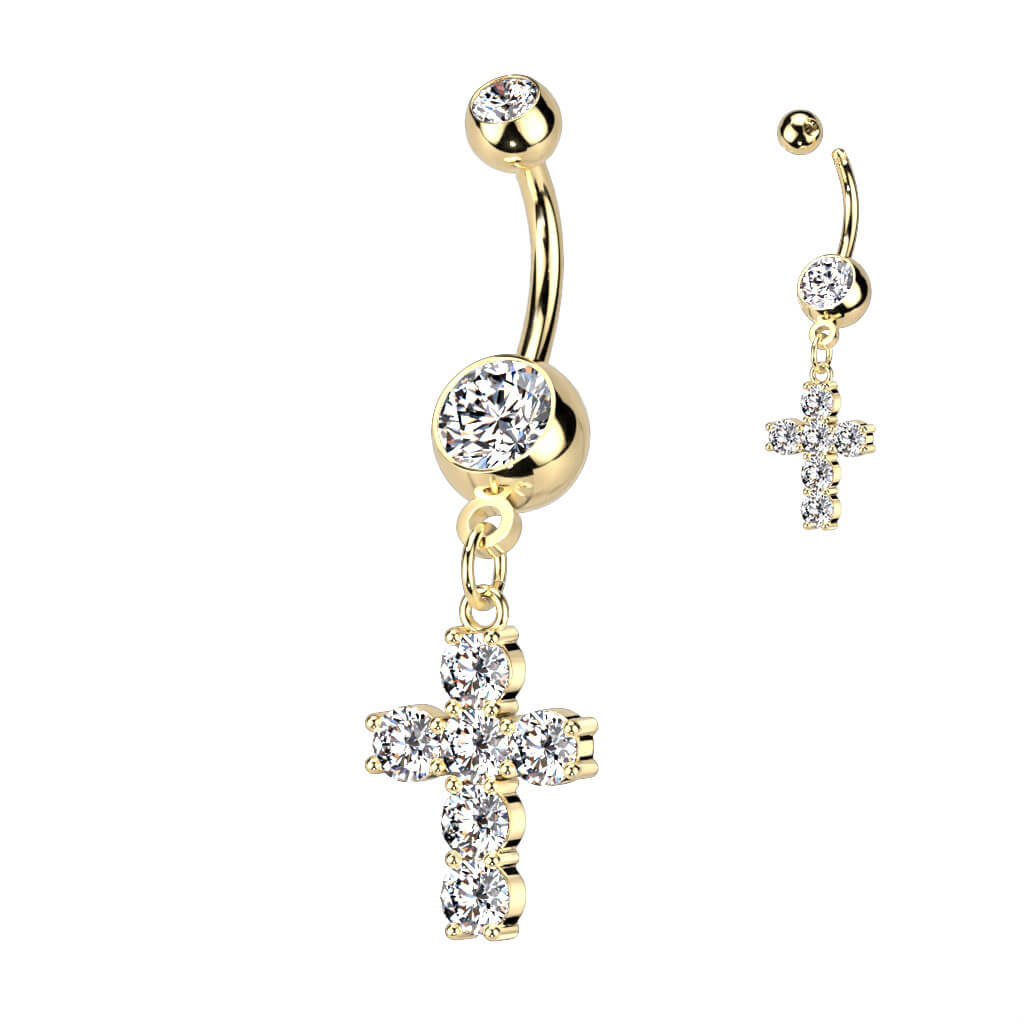 Piercing Nombril Pendentif Croix Zircone