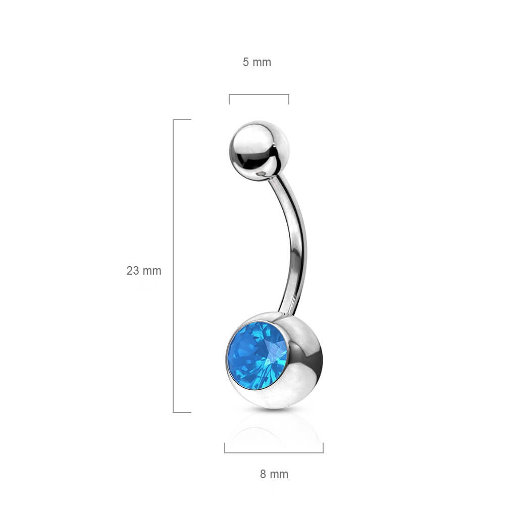 Belly Button Piercing Bezel setting Opal Silver