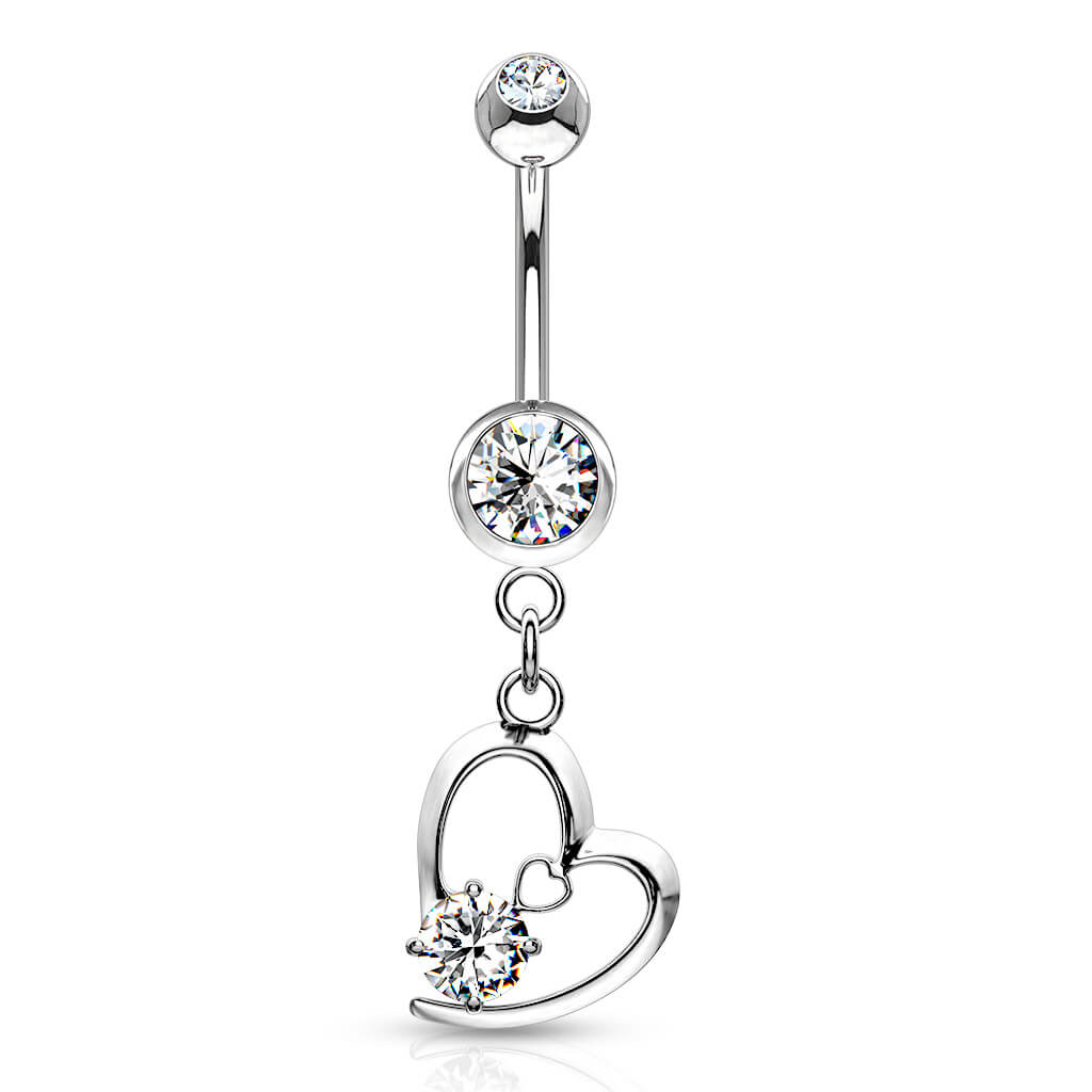 Piercing ombligo Corazón colgante Circonita Plata