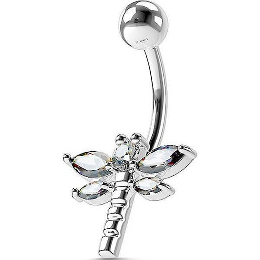 Piercing Ombelico Libellula Zirconi e Argento