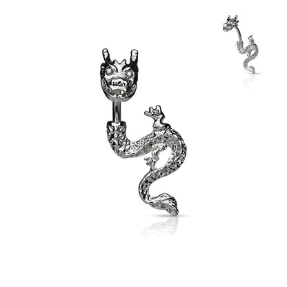 Piercing Nombril Dragon Zircone Argent