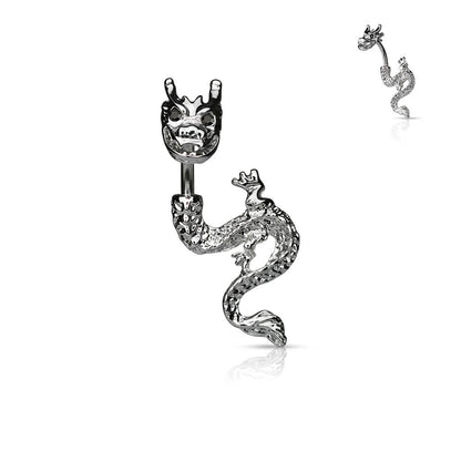 Piercing Nombril Dragon Zircone Argent