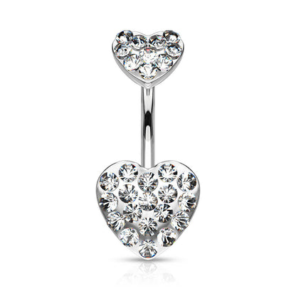 Piercing Ombelico Cuore in zirconi e argento