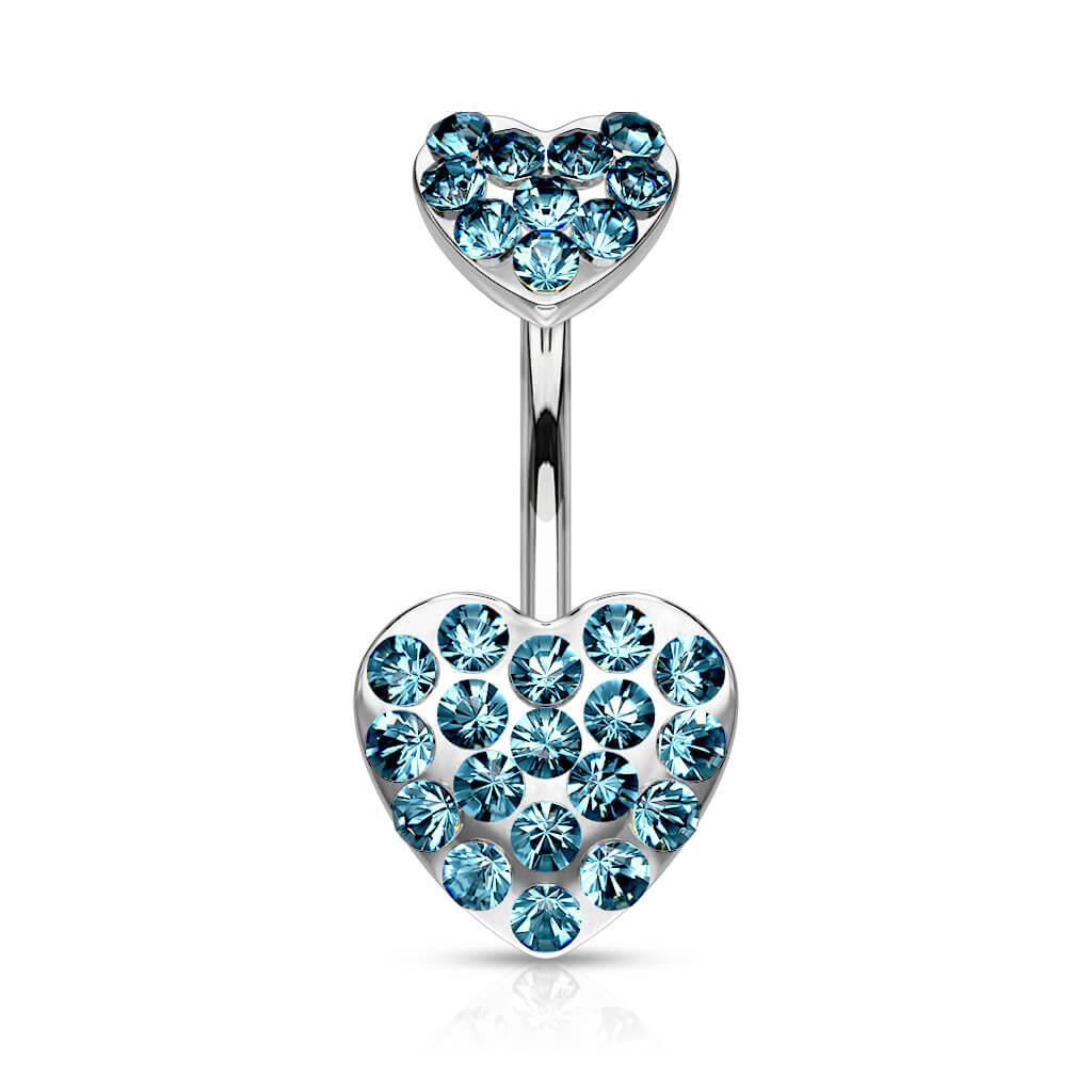 Piercing Ombelico Cuore in zirconi e argento