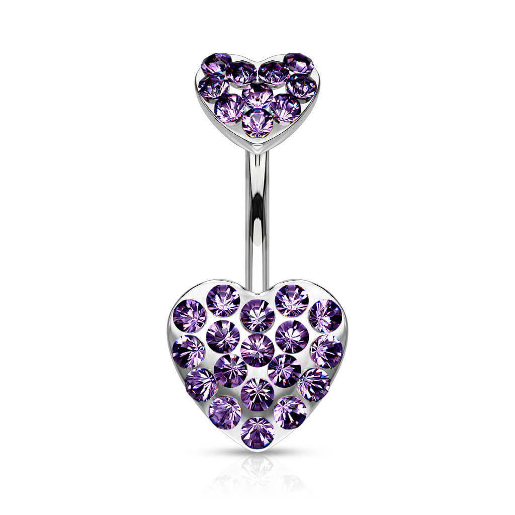 Belly Button Piercing Heart Zirconia Silver