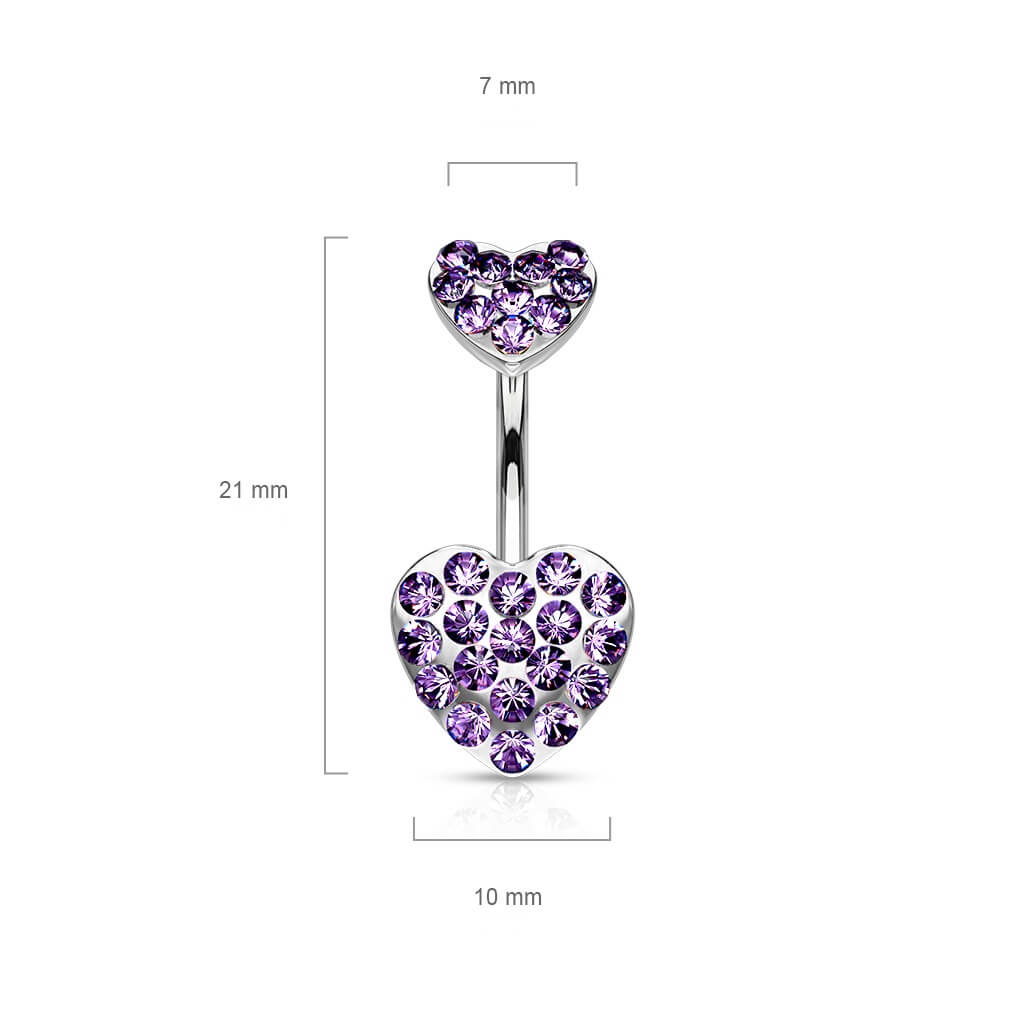 Belly Button Piercing Heart Zirconia Silver