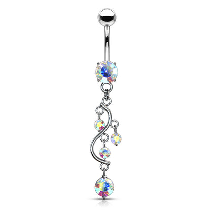 Belly Button Piercing Grapevine dangle Zirconia