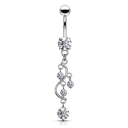 Belly Button Piercing Grapevine dangle Zirconia