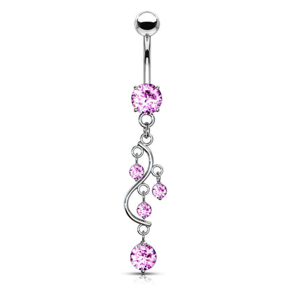 Belly Button Piercing Grapevine dangle Zirconia