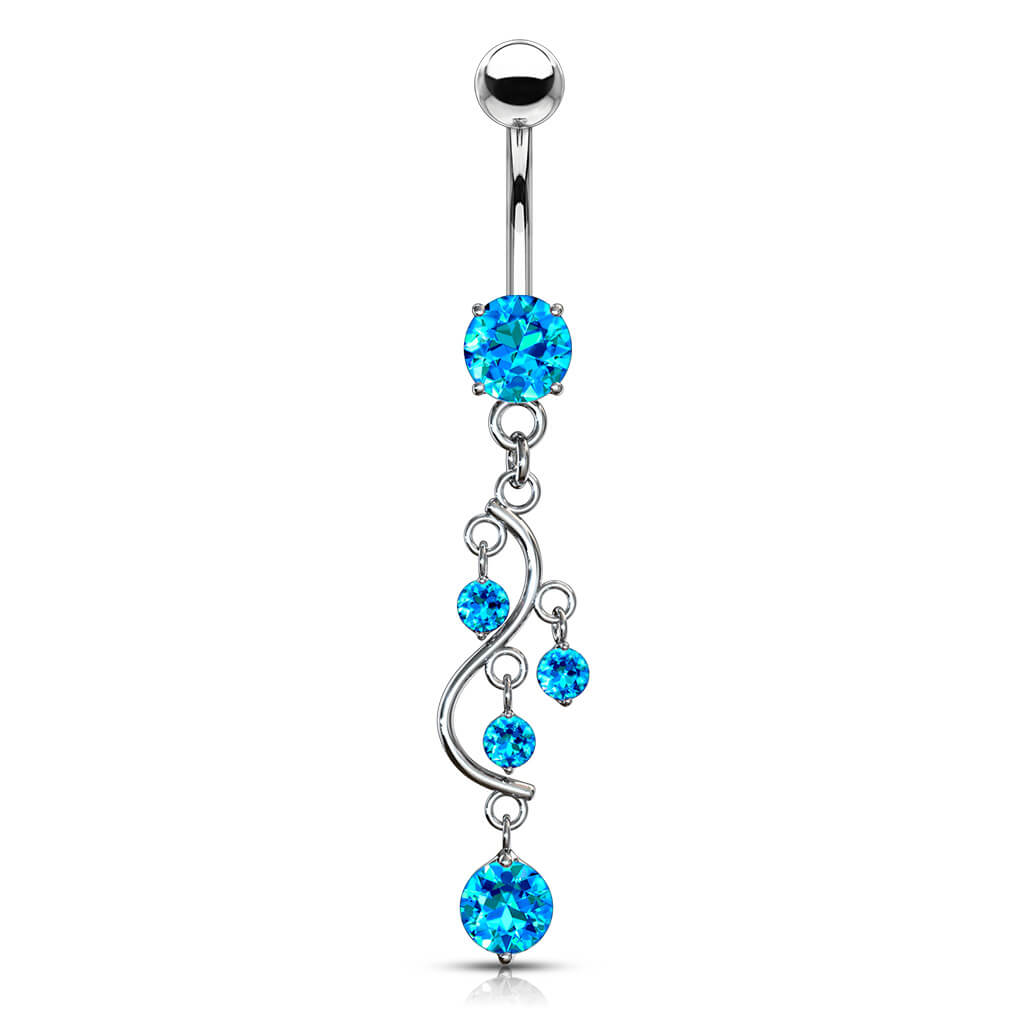 Belly Button Piercing Grapevine dangle Zirconia